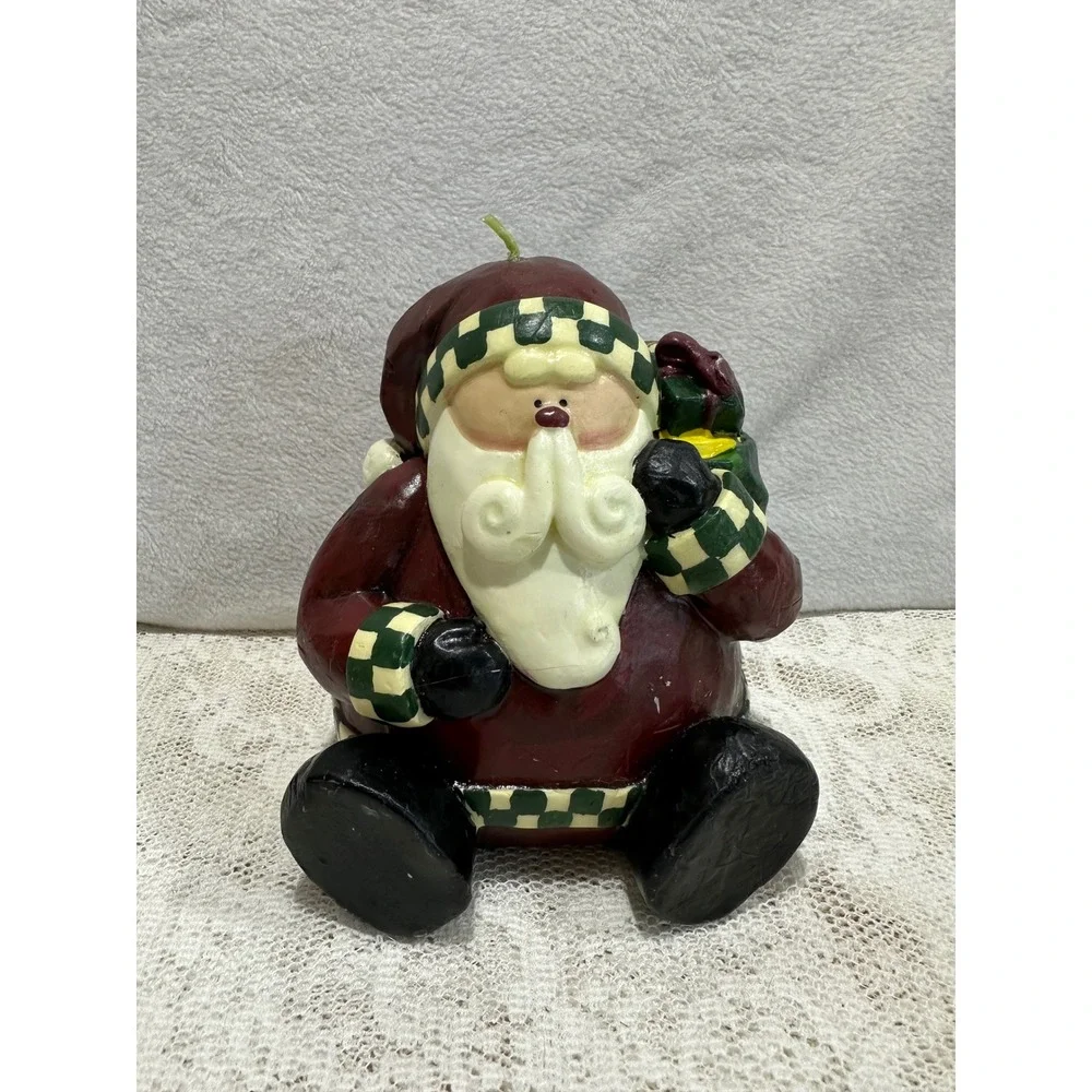 Adorable Sitting Santa Claus Christmas Candle Holiday Home‎ Decor